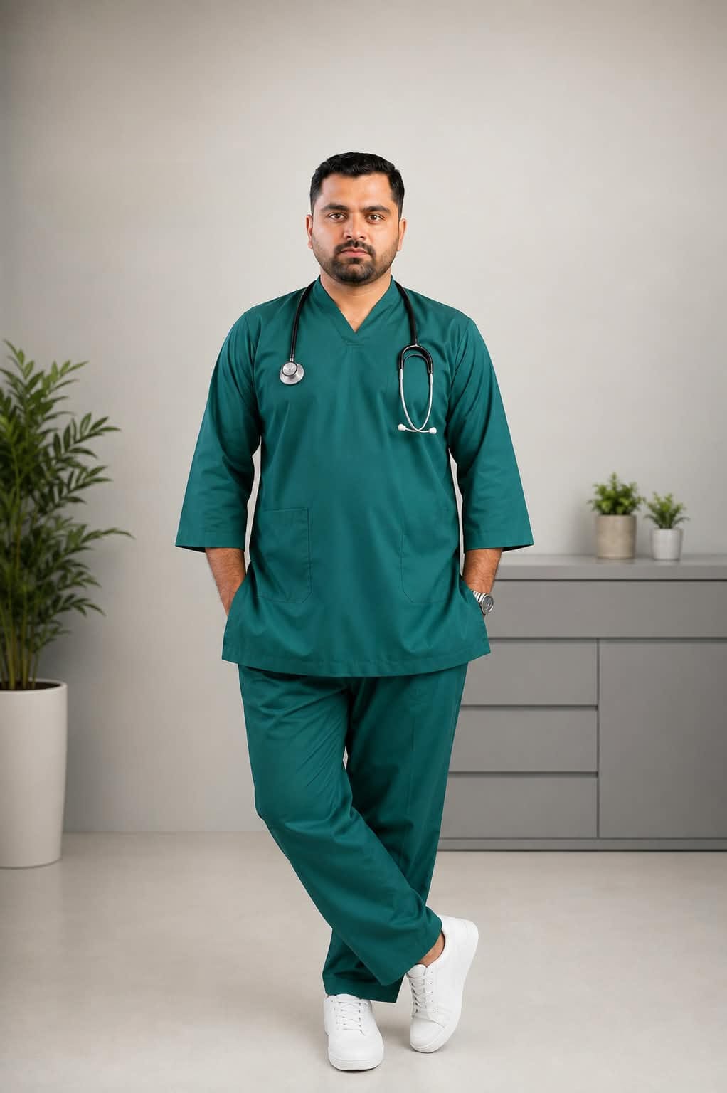 Man scrubs